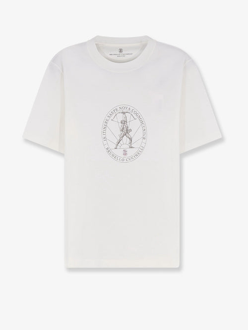 Brunello Cucinelli Cotton T-shirt with print on the front - Offwhite