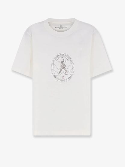 BRUNELLO CUCINELLI - Cotton T-shirt with print on the front