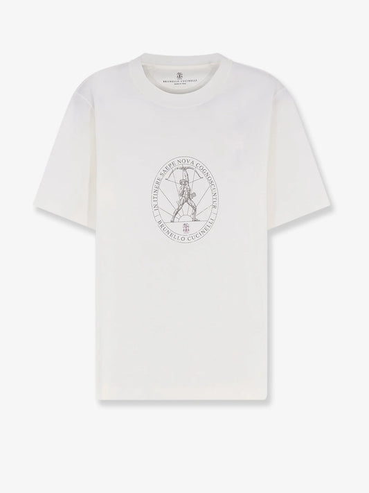 Brunello Cucinelli Cotton T Shirt With Print On The Front