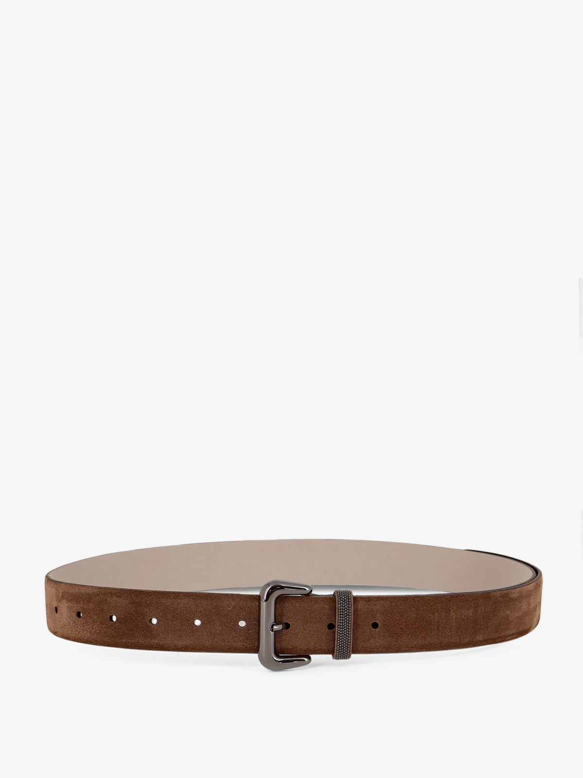 Brunello Cucinelli Suede belt with Shiny Loop detail - Caramello