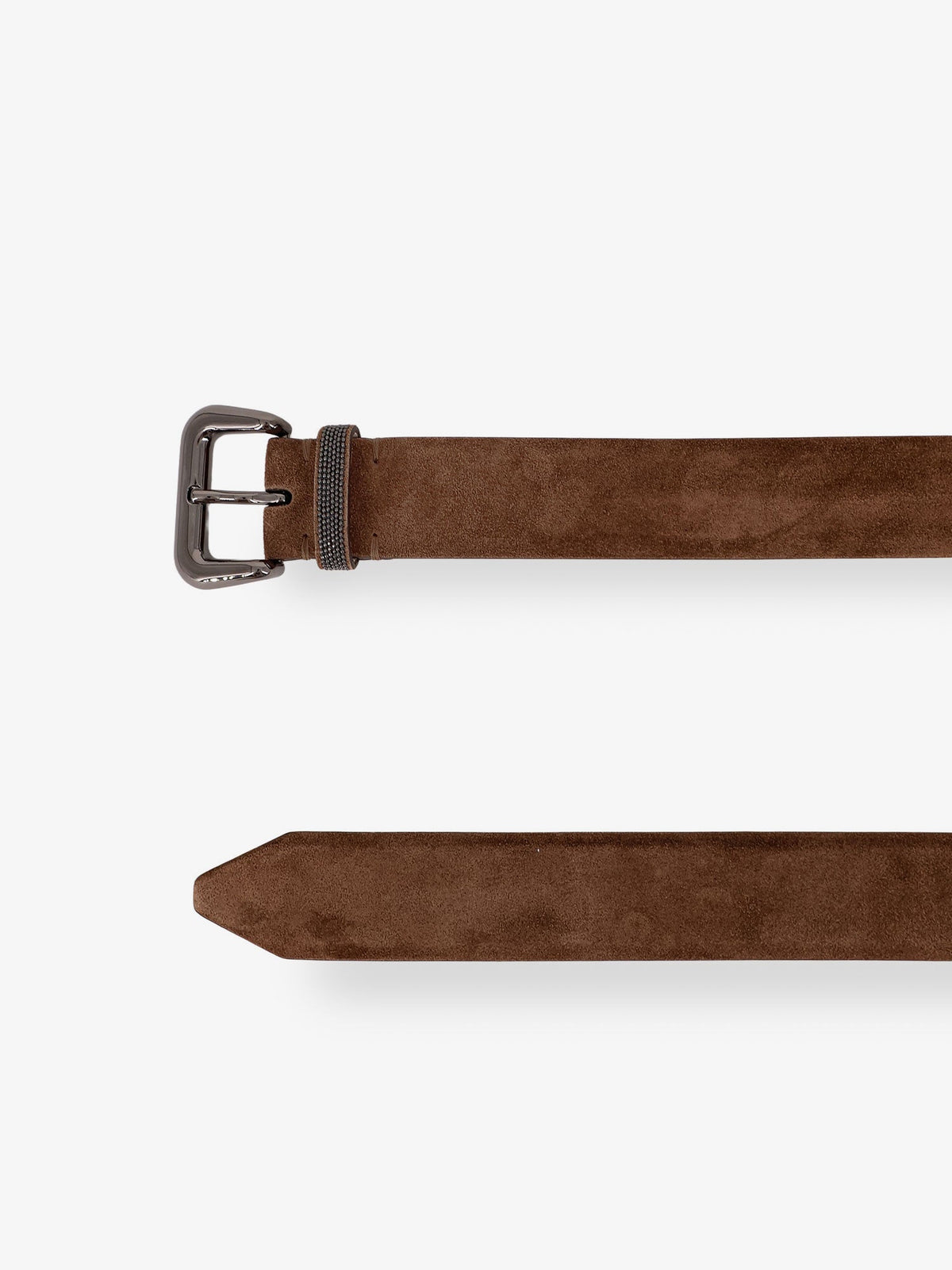 Brunello Cucinelli Suede belt with Shiny Loop detail - Caramello