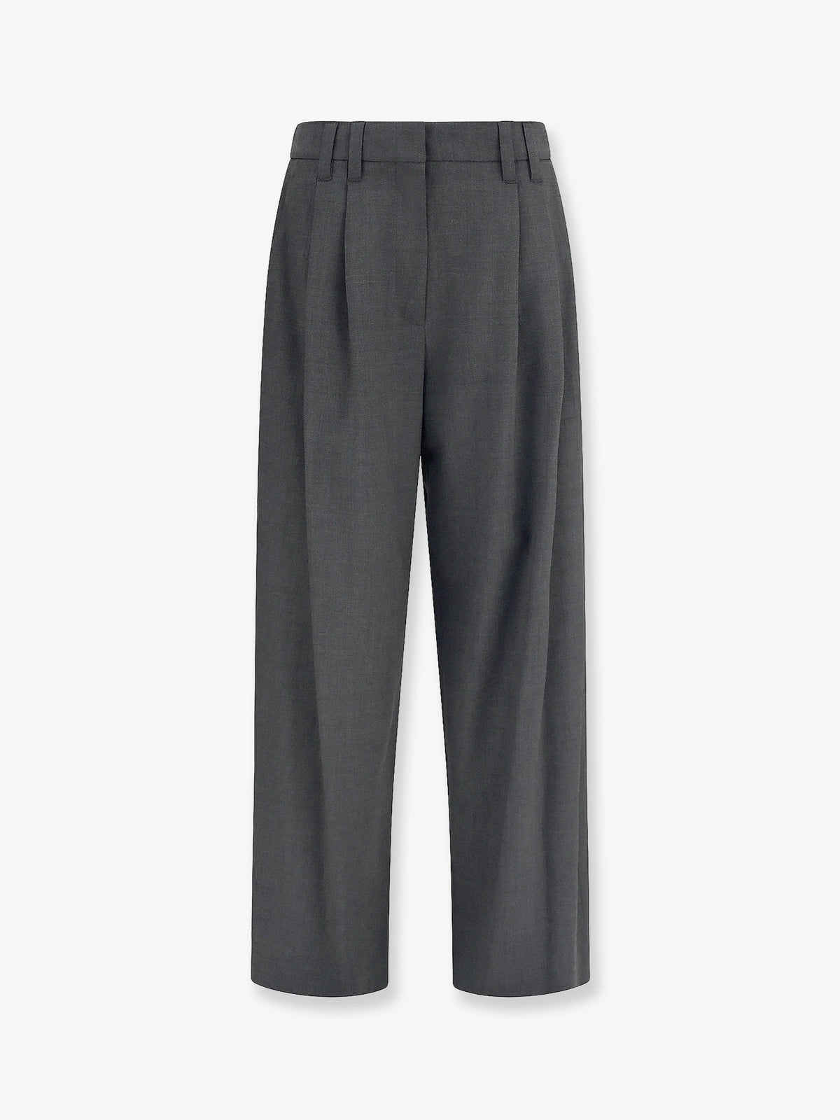 Brunello Cucinelli Stretch virgin wool blend trousers with Monili detail - Grigiolignite