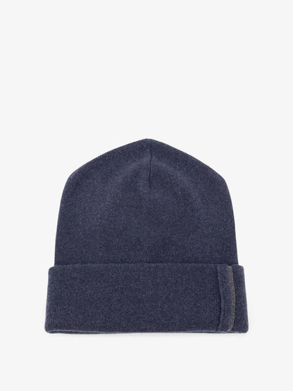 Brunello Cucinelli Cashmere hat with Monili detail - Blu Freddo