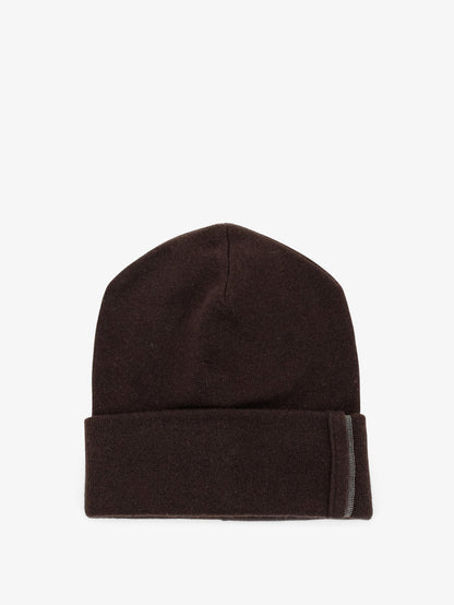 Brunello Cucinelli Cashmere hat with Monili detail - Caffè