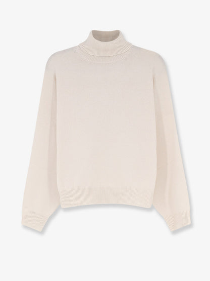 Brunello Cucinelli Cashmere turtleneck with Monili detail on the back - English White