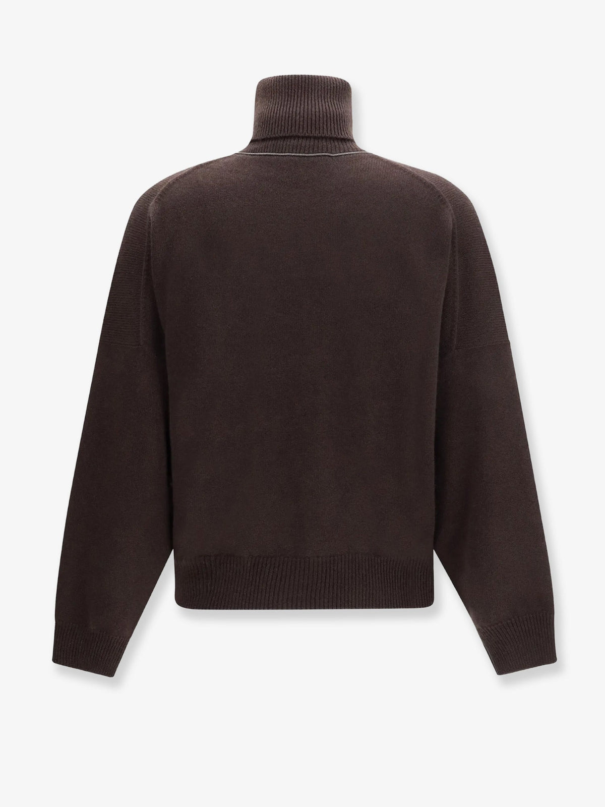 Brunello Cucinelli Cashmere turtleneck with Monili detail on the back - Caffè