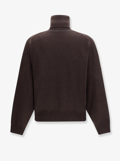 Brunello Cucinelli Cashmere turtleneck with Monili detail on the back - Caffè