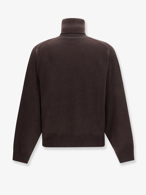 Brunello Cucinelli Cashmere turtleneck with Monili detail on the back - Caffè