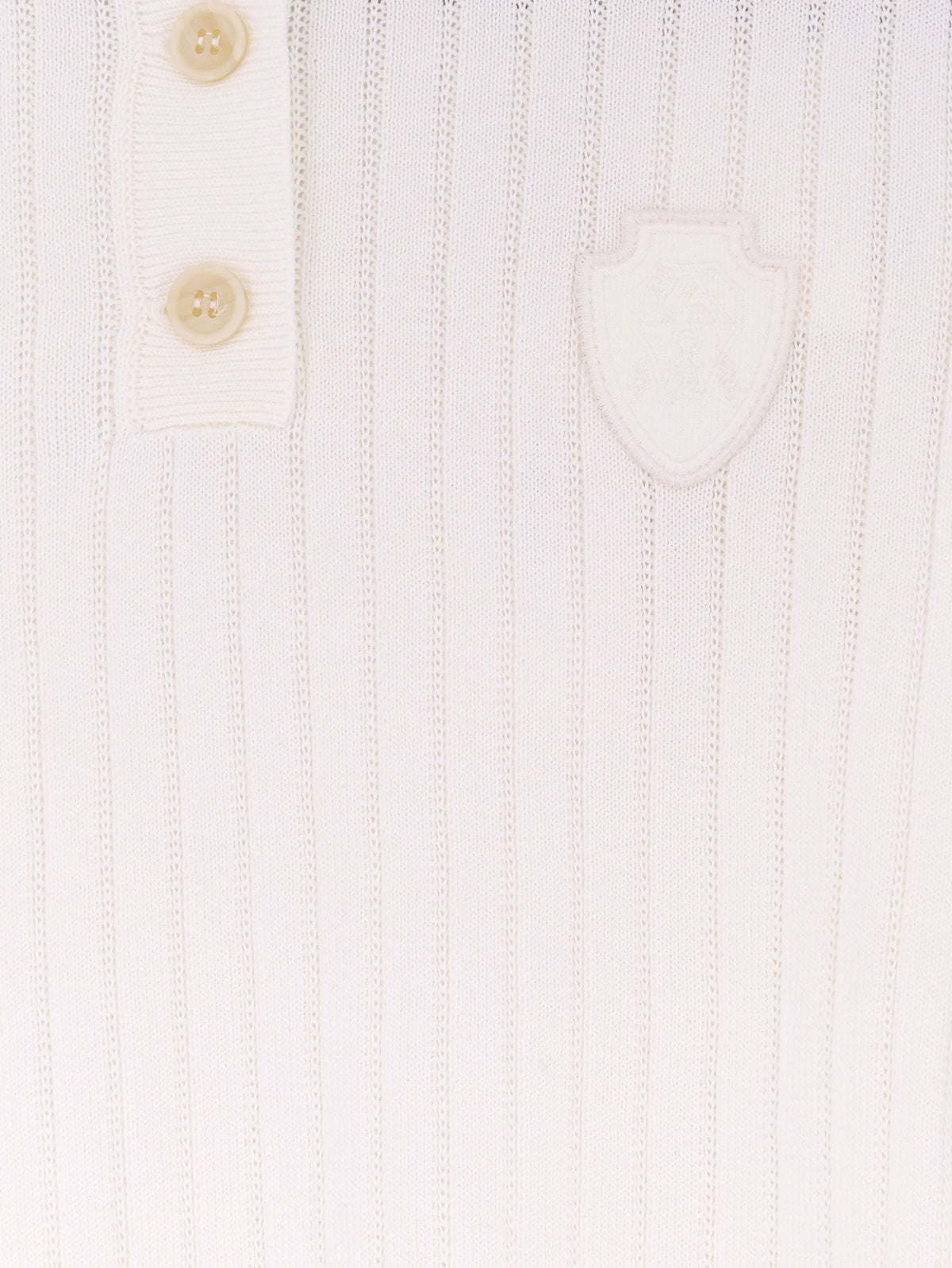 Brunello Cucinelli Cotton polo shirt with embroidered logo on the front - Platino
