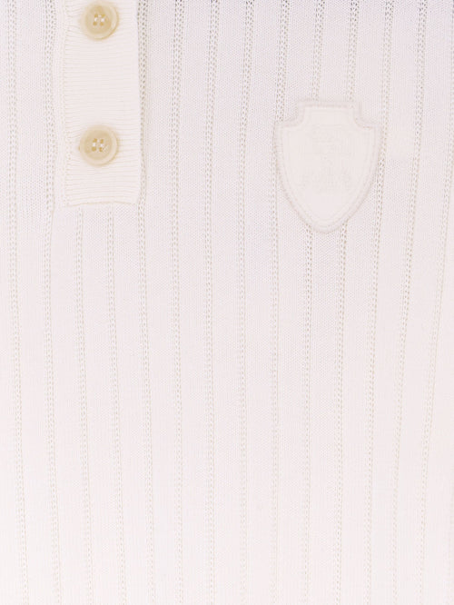 Brunello Cucinelli Cotton polo shirt with embroidered logo on the front - Platino