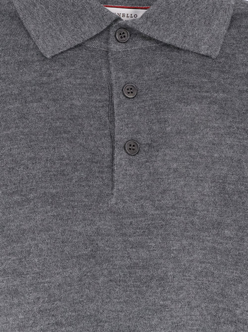 Brunello Cucinelli Cashmere and silk polo shirt - Piombogrigiochiaro