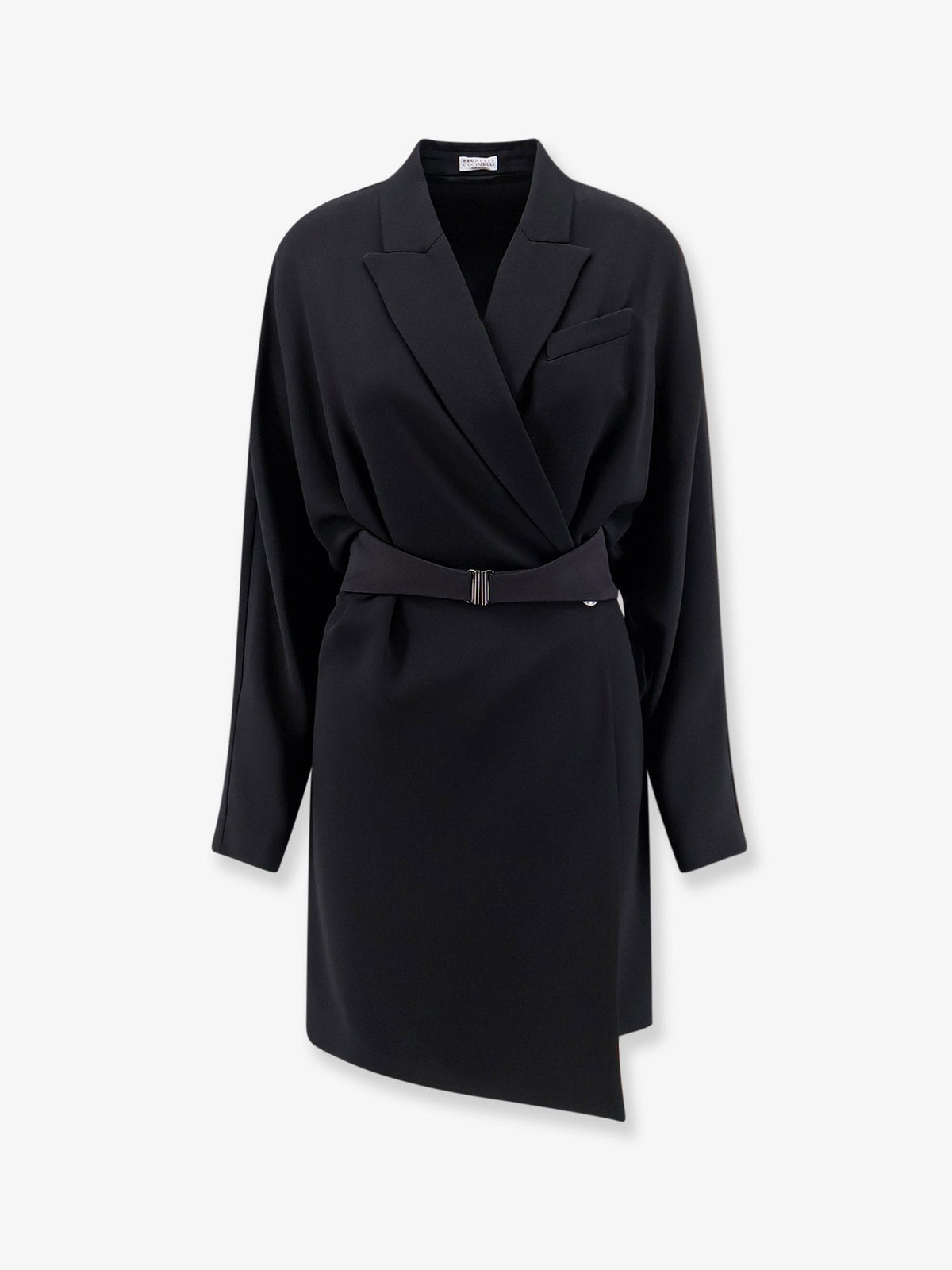 Brunello Cucinelli Chemisier Dress with Tuxedo-style band - Black