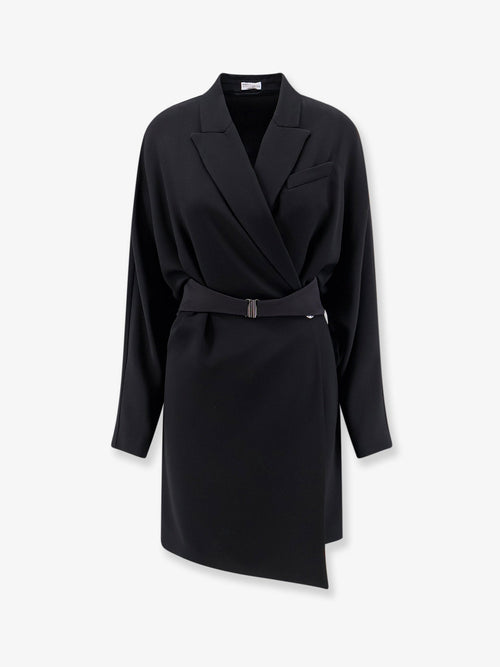 Brunello Cucinelli Chemisier Dress with Tuxedo-style band - Black