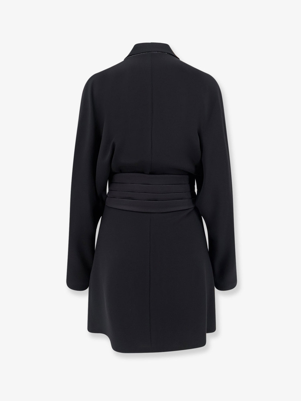 Brunello Cucinelli Chemisier Dress with Tuxedo-style band - Black