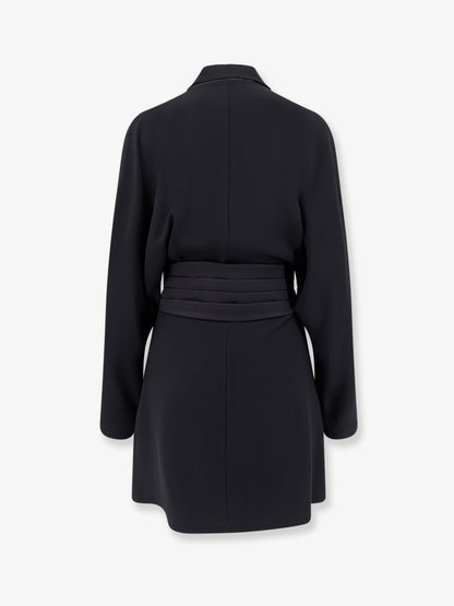 Brunello Cucinelli Chemisier Dress with Tuxedo-style band - Black