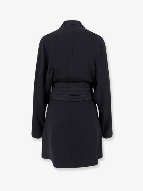 Brunello Cucinelli Chemisier Dress with Tuxedo-style band - Black