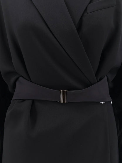 BRUNELLO CUCINELLI - Chemisier Dress with Tuxedo-style band