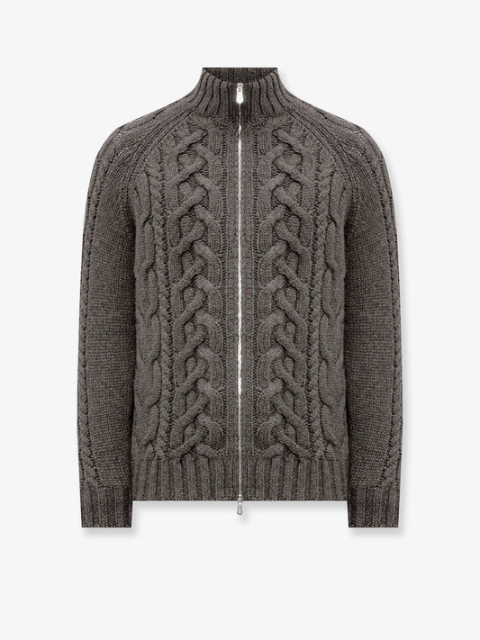 Brunello Cucinelli Cable knit cardigan with zip in cashmere - Army