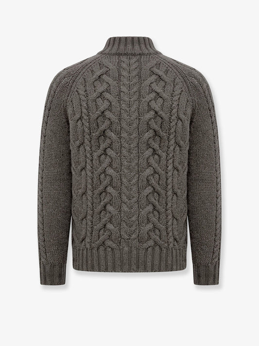 Brunello Cucinelli Cable knit cardigan with zip in cashmere - Army
