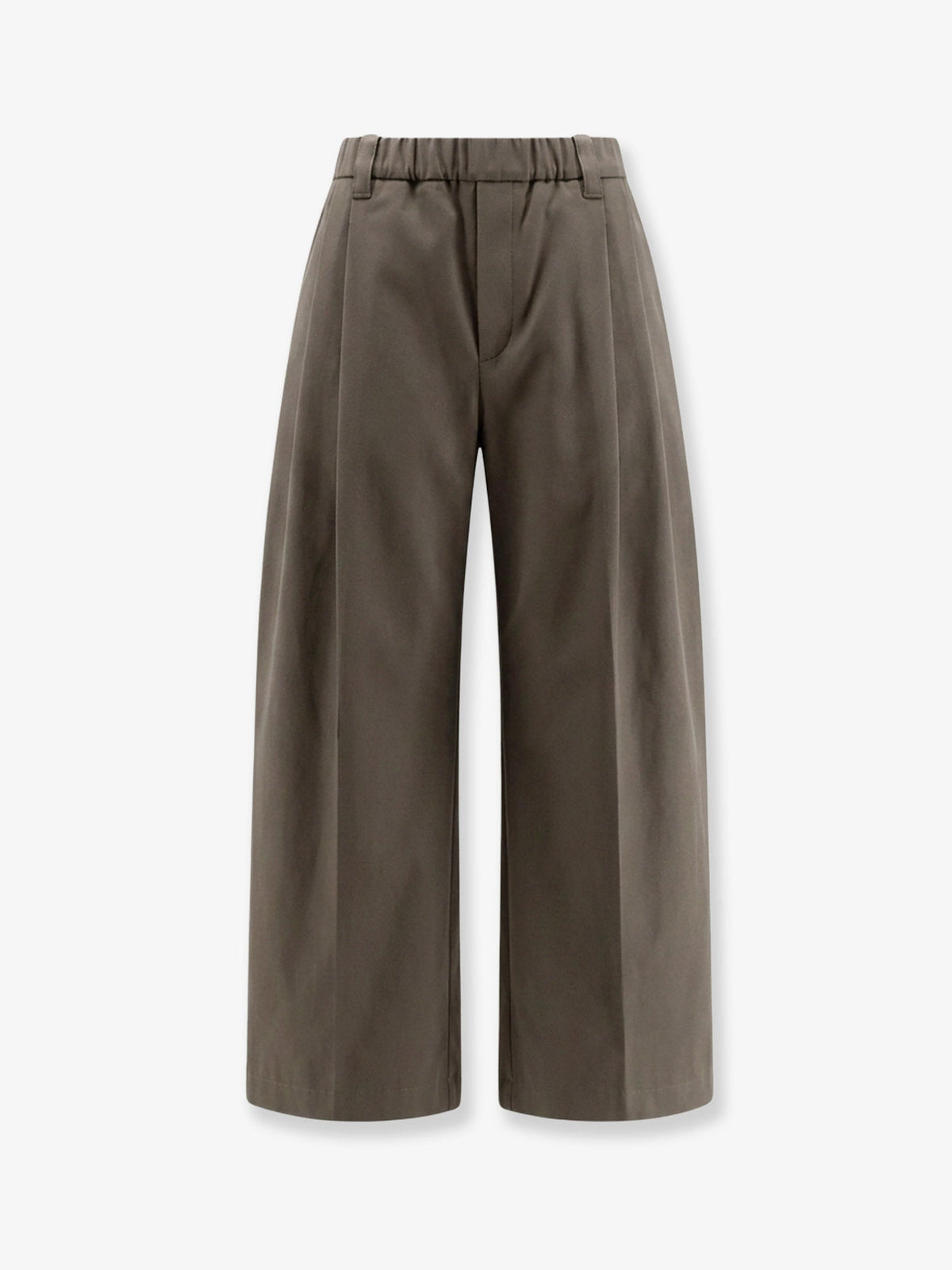 Brunello Cucinelli Cotton trousers with elastic and Monili detail - Origano