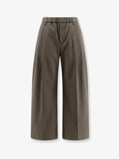 Brunello Cucinelli Cotton trousers with elastic and Monili detail - Origano