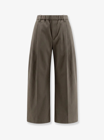 BRUNELLO CUCINELLI - Cotton trousers with elastic and Monili detail