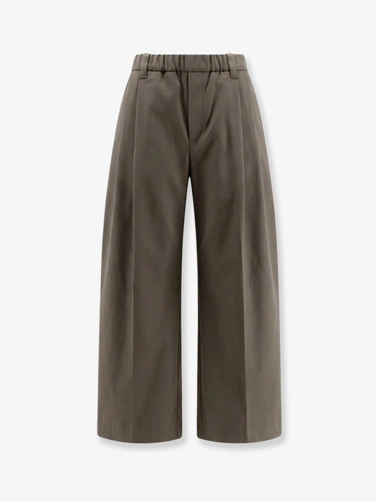Brunello Cucinelli Cotton Trousers With Elastic And Monili Detail