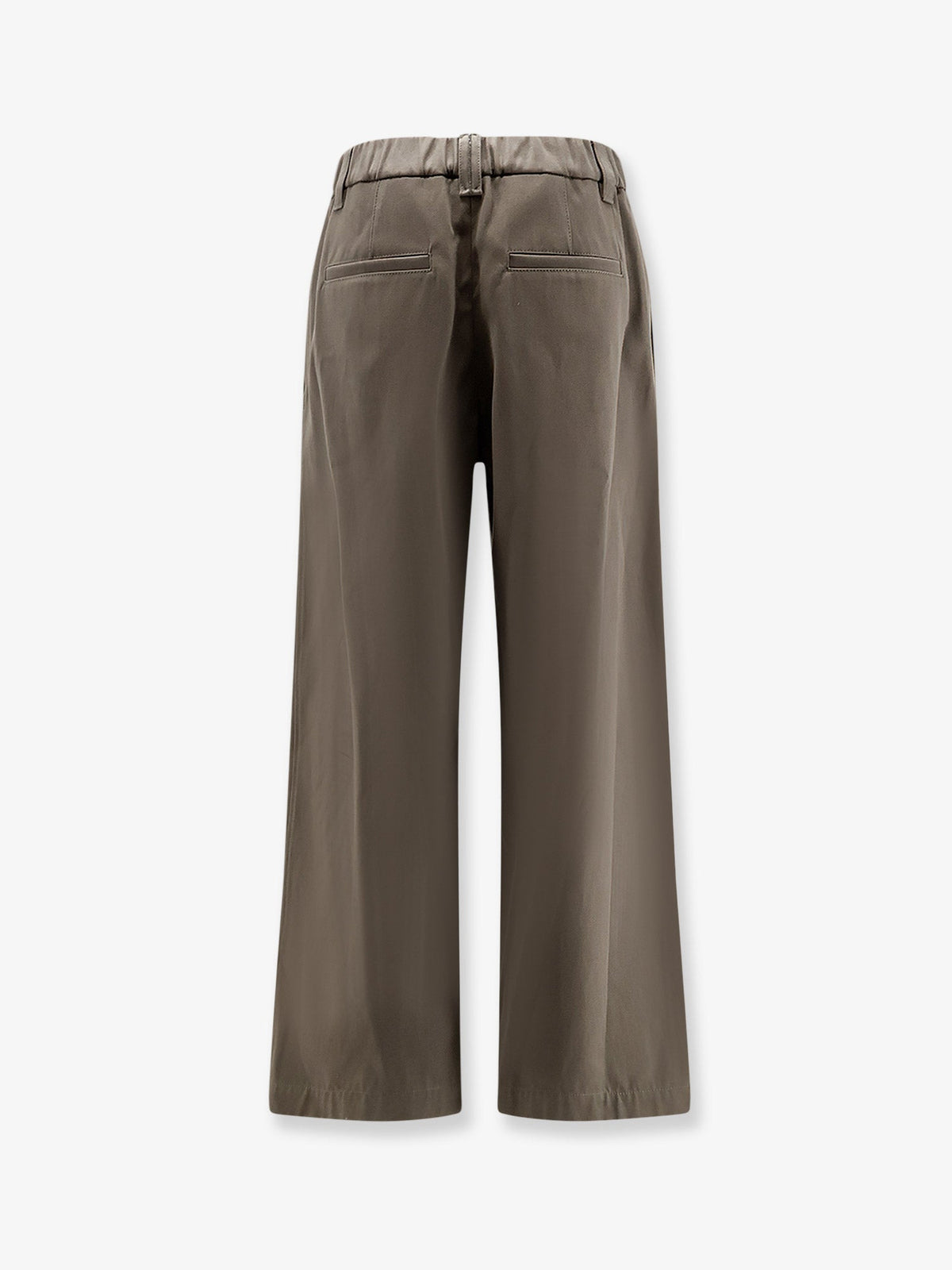 Brunello Cucinelli Cotton trousers with elastic and Monili detail - Origano