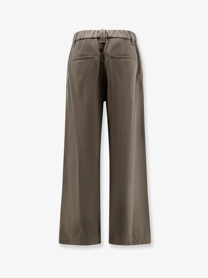 BRUNELLO CUCINELLI - Cotton trousers with elastic and Monili detail