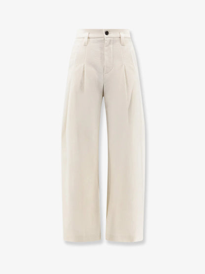 BRUNELLO CUCINELLI - Baggy Wrinkled wool and cotton trousers