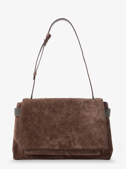 Brunello Cucinelli Suede Crossbody Bag With Monili Details
