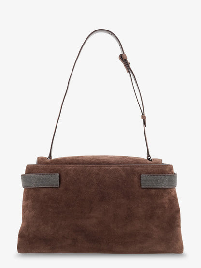 Brunello Cucinelli Suede Crossbody Bag With Monili Details