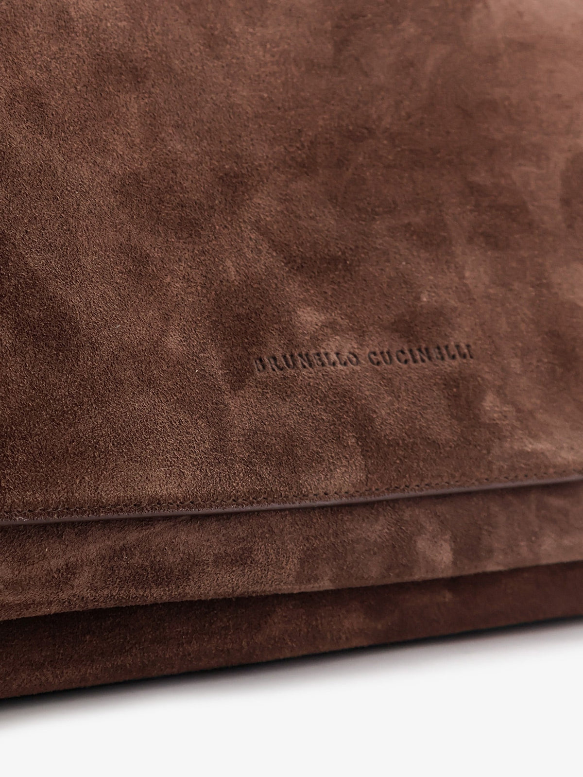 Brunello Cucinelli Suede crossbody bag with Monili details - Espresso