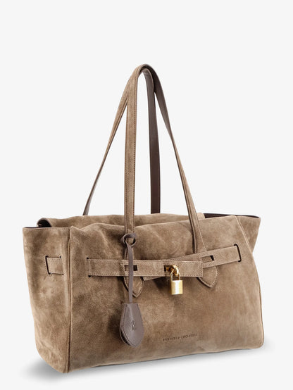 BRUNELLO CUCINELLI - Suede shoulder bag with logo padlock detail