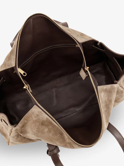 BRUNELLO CUCINELLI - Suede shoulder bag with logo padlock detail