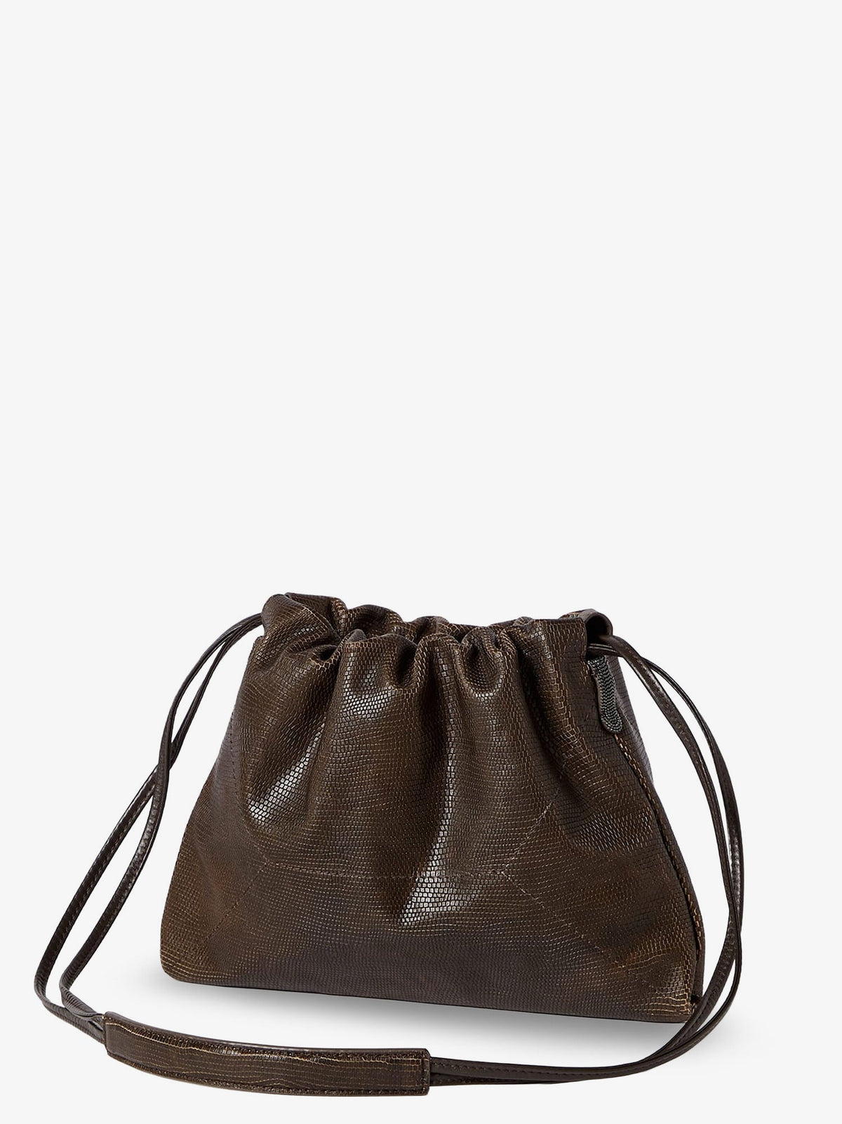 Brunello Cucinelli Reptile print leather crossbody bag - Testamoro