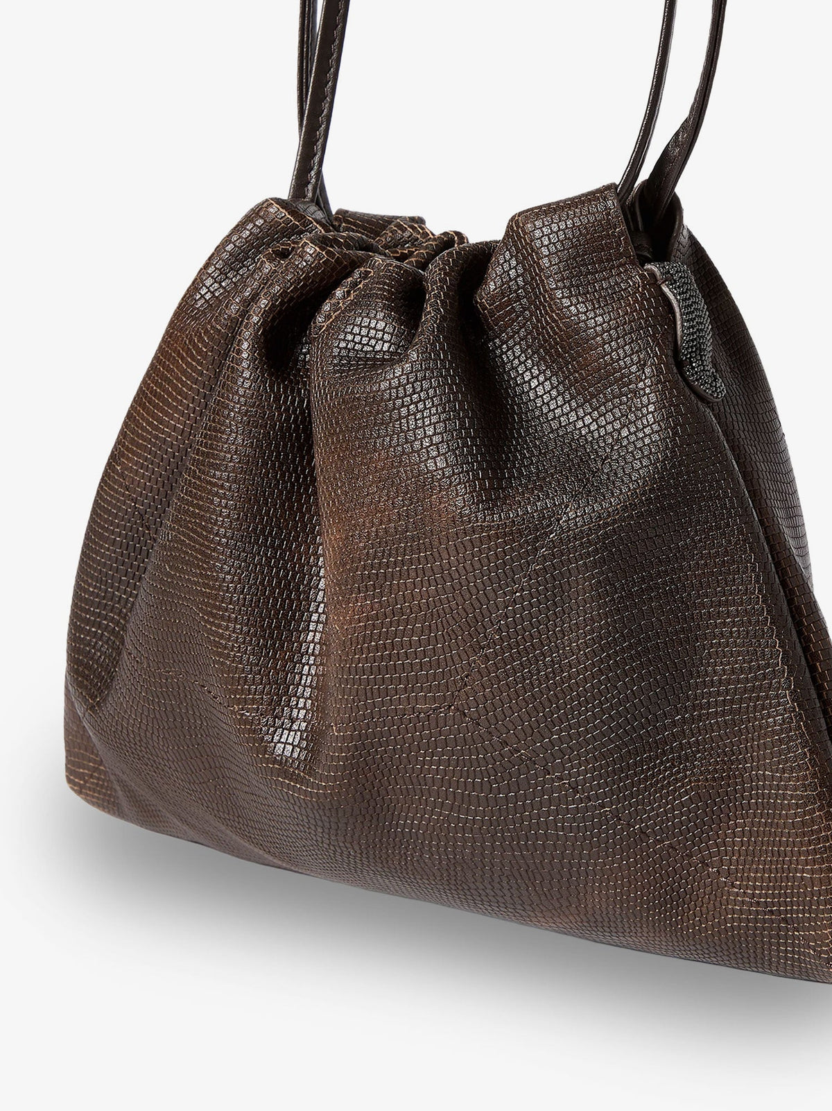 Brunello Cucinelli Reptile print leather crossbody bag - Testamoro