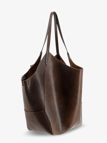 BRUNELLO CUCINELLI - Leather shopping bag with side Monili detail