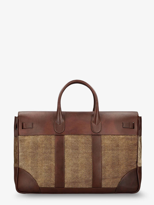 Brunello Cucinelli Country leather bag with chevron pattern - Brown