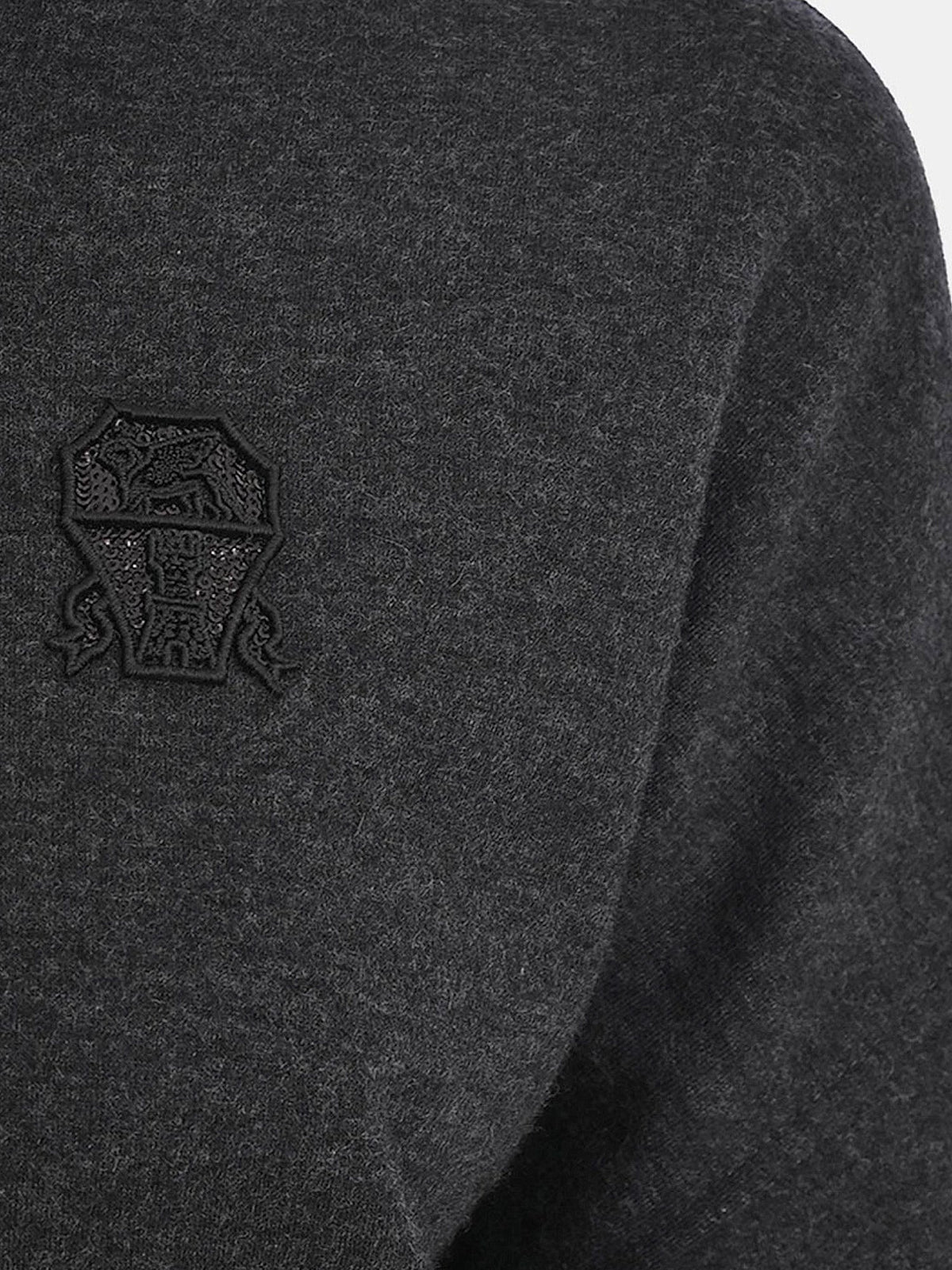 Brunello Cucinelli Cashmere interlock bomber jacket with logo - Lignitegrigioscuro