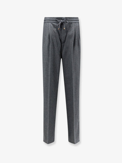 Brunello Cucinelli Virgin wool trousers with adjustable drawstring - Grigiomedio