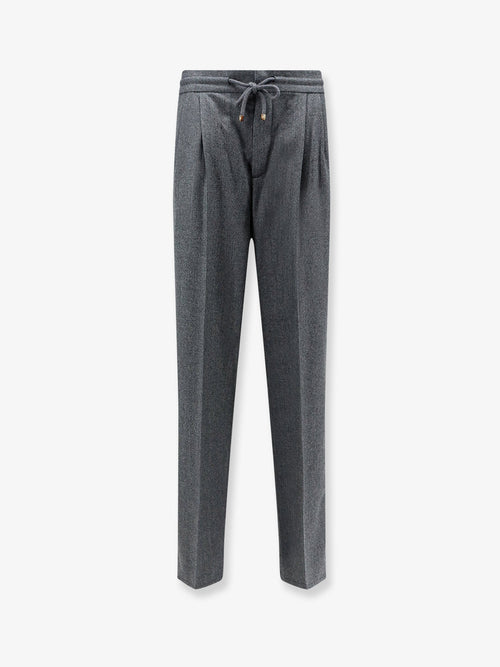 Brunello Cucinelli Virgin wool trousers with adjustable drawstring - Grigiomedio