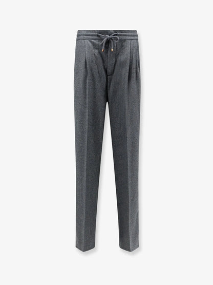 BRUNELLO CUCINELLI - Virgin wool trousers with adjustable drawstring