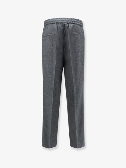 Brunello Cucinelli Virgin wool trousers with adjustable drawstring - Grigiomedio