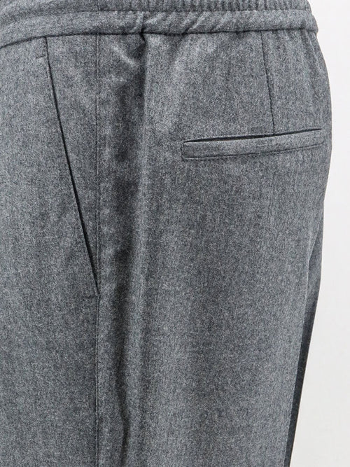 Brunello Cucinelli Virgin wool trousers with adjustable drawstring - Grigiomedio