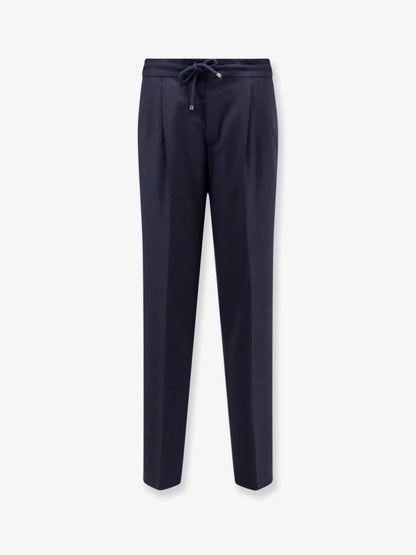 BRUNELLO CUCINELLI - Virgin wool trousers with adjustable drawstring