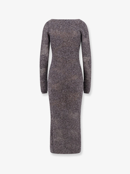 Brunello Cucinelli Flower Lace Sparkling mohair and virgin wool knit dress - Piombo