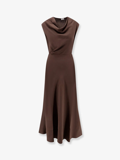 BRUNELLO CUCINELLI - Flared Twill Fluid virgin wool dress