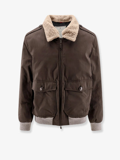 BRUNELLO CUCINELLI - Cotton blend jacket with fur collar