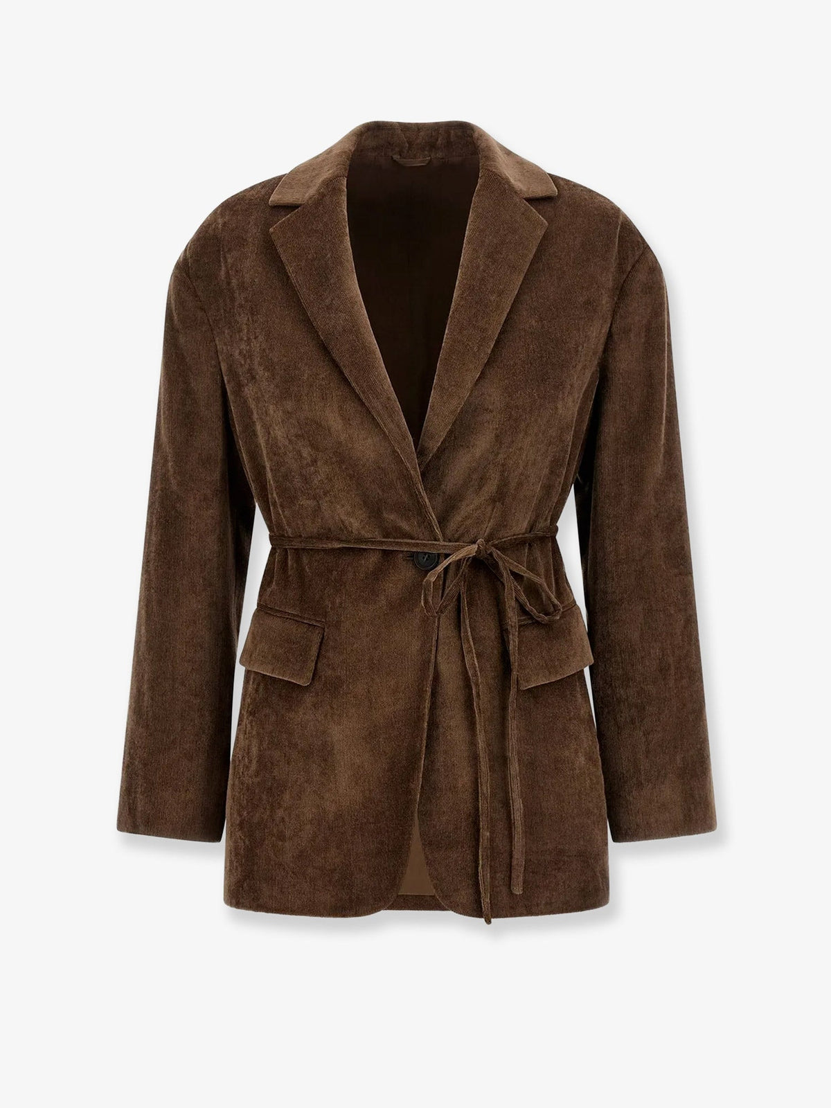 Brunello Cucinelli Corduroy blazer with belt - Sigaro